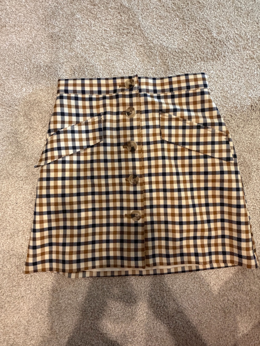 H&M Mini Skirt in Brown, Navy and Cream Gingham
